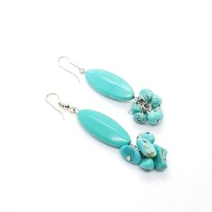 Turquoise Earrings Multi Stones Dangle Accents